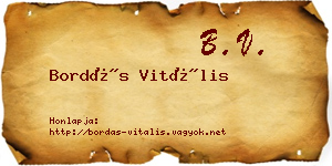 Bordás Vitális névjegykártya